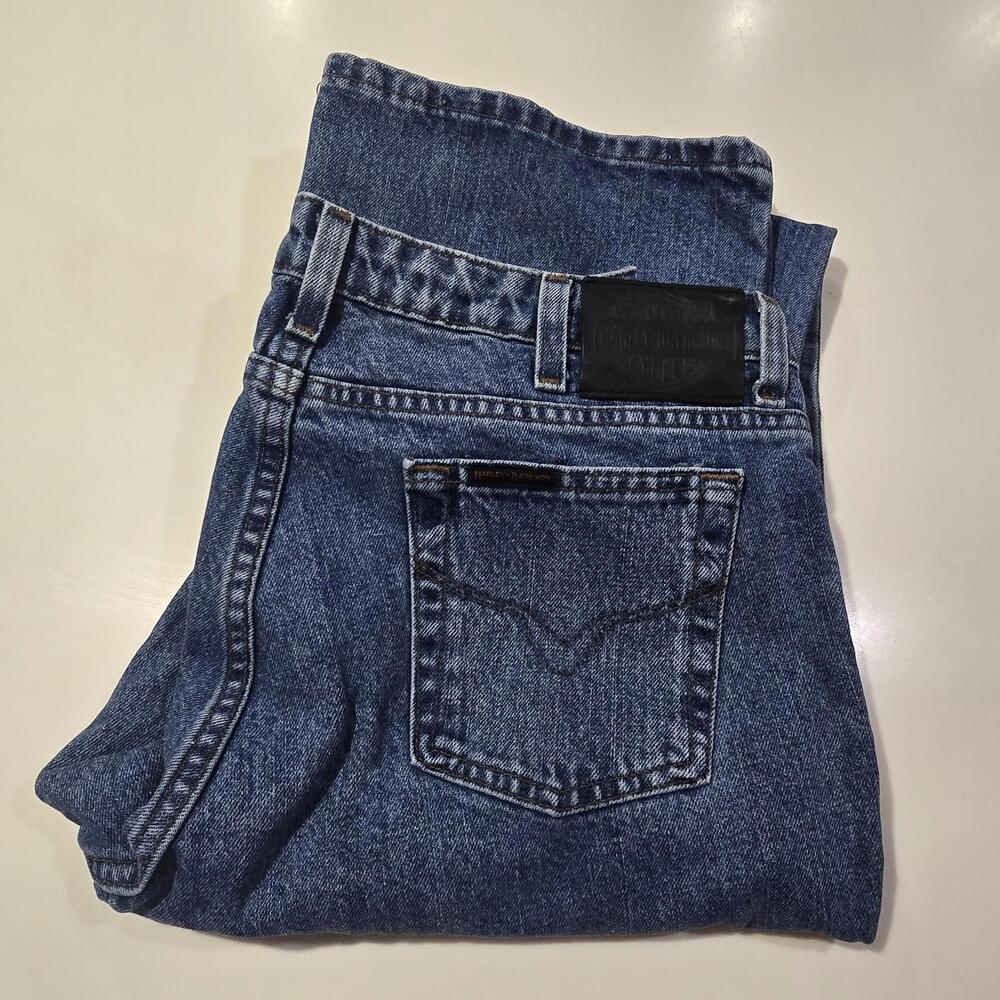 Vintage Harley Davidson Jeans Size 34x30 Blue Medium‎ Wash Denim Boot Cut Biker